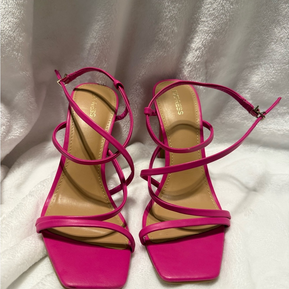 Express Hot Pink Strappy Heels 8.5 (see measurements)